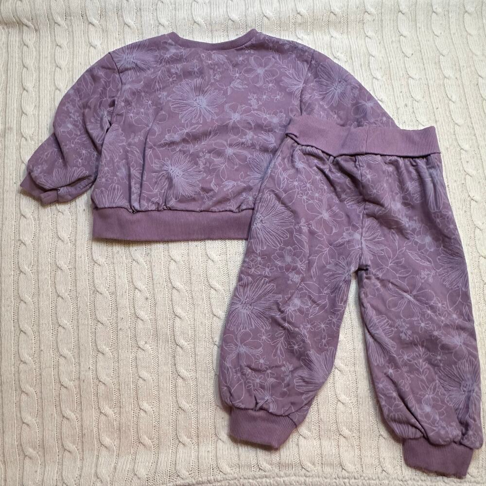 Honest Baby Two Piece Matching Sweatsuit sz 18 months Purple Floral Sweatsuit - Picture 8 of 8